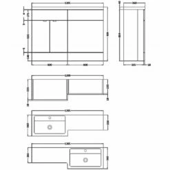 Hudson Reed Fusion LH Combination Unit With 600mm WC Unit - 1200mm Wide - Gloss Grey -HEATANDPLUMB Sales hudson reed fusion bathroom furniture cbi509 1
