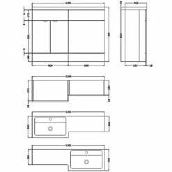 Hudson Reed Fusion LH Combination Unit With 600mm WC Unit - 1200mm Wide - Anthracite Woodgrain -HEATANDPLUMB Sales hudson reed fusion bathroom furniture cbi509