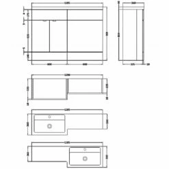 Hudson Reed Fusion RH Combination Unit With 600mm WC Unit - 1200mm Wide - Natural Oak 11 Hudson Reed Fusion RH Combination Unit With 600mm WC Unit - 1200mm Wide - Natural Oak -HEATANDPLUMB Sales hudson reed fusion bathroom furniture cbi510 1