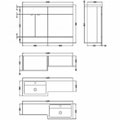Hudson Reed Fusion RH Combination Unit With 600mm WC Unit - 1200mm Wide - Gloss Grey Mist 9 Hudson Reed Fusion RH Combination Unit With 600mm WC Unit - 1200mm Wide - Gloss Grey Mist -HEATANDPLUMB Sales hudson reed fusion bathroom furniture cbi510