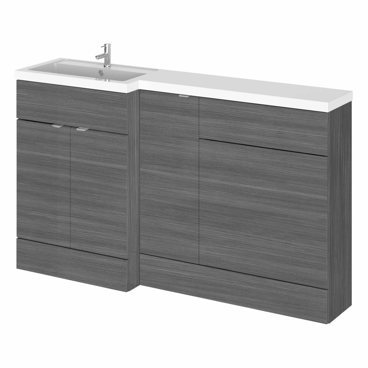 Hudson Reed Fusion LH Combination Unit With 600mm WC Unit - 1500mm Wide - Anthracite Woodgrain 8 Hudson Reed Fusion LH Combination Unit With 600mm WC Unit - 1500mm Wide - Anthracite Woodgrain - Image 6