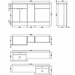 Hudson Reed Fusion LH Combination Unit With 600mm WC Unit - 1500mm Wide - Natural Oak 12 Hudson Reed Fusion LH Combination Unit With 600mm WC Unit - 1500mm Wide - Natural Oak -HEATANDPLUMB Sales hudson reed fusion bathroom furniture cbi513
