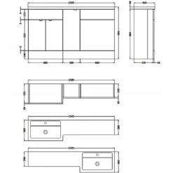 Hudson Reed Fusion LH Combination Unit With 600mm WC Unit - 1500mm Wide - Gloss Grey Mist 12 Hudson Reed Fusion LH Combination Unit With 600mm WC Unit - 1500mm Wide - Gloss Grey Mist -HEATANDPLUMB Sales hudson reed fusion bathroom furniture cbi513 5