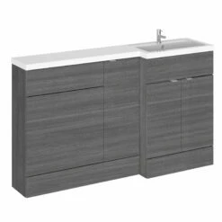 Hudson Reed Fusion RH Combination Unit With 600mm WC Unit - 1500mm Wide - Anthracite Woodgrain 10 Hudson Reed Fusion RH Combination Unit With 600mm WC Unit - 1500mm Wide - Anthracite Woodgrain -HEATANDPLUMB Sales hudson reed fusion bathroom furniture cbi514 2 1