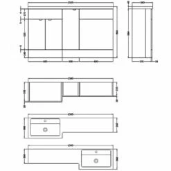 Hudson Reed Fusion RH Combination Unit With 600mm WC Unit - 1500mm Wide - Charcoal Black Woodgrain 11 Hudson Reed Fusion RH Combination Unit With 600mm WC Unit - 1500mm Wide - Charcoal Black Woodgrain -HEATANDPLUMB Sales hudson reed fusion bathroom furniture cbi514 5