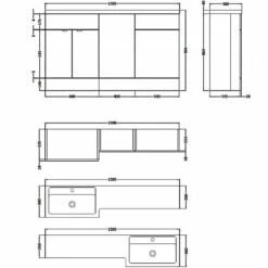 Hudson Reed Fusion LH Combination Unit With 500mm WC Unit - 1500mm Wide - Natural Oak 13 Hudson Reed Fusion LH Combination Unit With 500mm WC Unit - 1500mm Wide - Natural Oak -HEATANDPLUMB Sales hudson reed fusion bathroom furniture cbi515