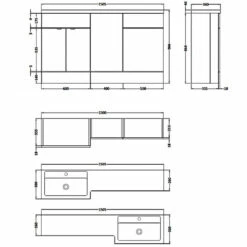 Hudson Reed Fusion RH Combination Unit With 500mm WC Unit - 1500mm Wide - Natural Oak -HEATANDPLUMB Sales hudson reed fusion bathroom furniture cbi516