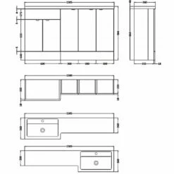 Hudson Reed Fusion LH Combination Unit With 300mm Base Unit X 3 - 1500mm Wide - Gloss Grey Mist -HEATANDPLUMB Sales hudson reed fusion bathroom furniture cbi517 3