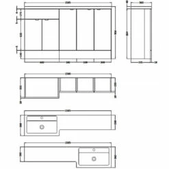 Hudson Reed Fusion RH Combination Unit With 300mm Base Unit X 3 - 1500mm Wide - Gloss Grey -HEATANDPLUMB Sales hudson reed fusion bathroom furniture cbi518