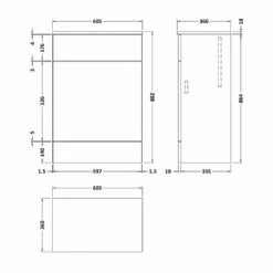Hudson Reed Fusion WC Unit With Coloured Worktop 600mm Wide - Gloss Grey Mist