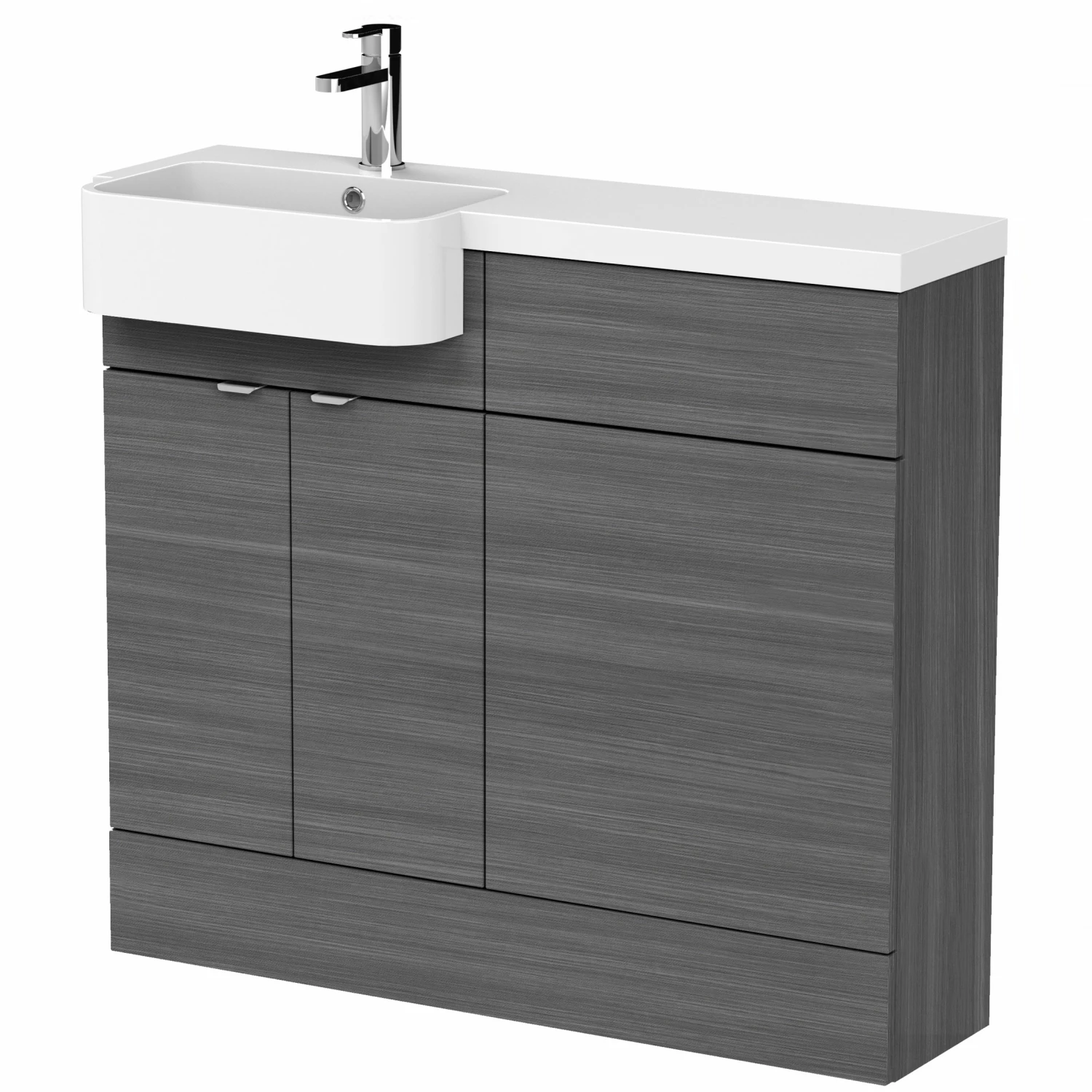 Hudson Reed Fusion LH Combination Unit With Round Semi Recessed Basin 1000mm Wide - Anthracite Woodgrain 6 Hudson Reed Fusion LH Combination Unit With Round Semi Recessed Basin 1000mm Wide - Anthracite Woodgrain - Image 4