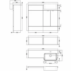 Hudson Reed Fusion RH Combination Unit With Round Semi Recessed Basin 1000mm Wide - Natural Oak