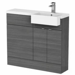 Hudson Reed Fusion RH Combination Unit With Square Semi Recessed Basin 1000mm Wide - Anthracite Woodgrain 8 Hudson Reed Fusion RH Combination Unit With Square Semi Recessed Basin 1000mm Wide - Anthracite Woodgrain -HEATANDPLUMB Sales hudson reed fusion bathroom furniture cbi549 1