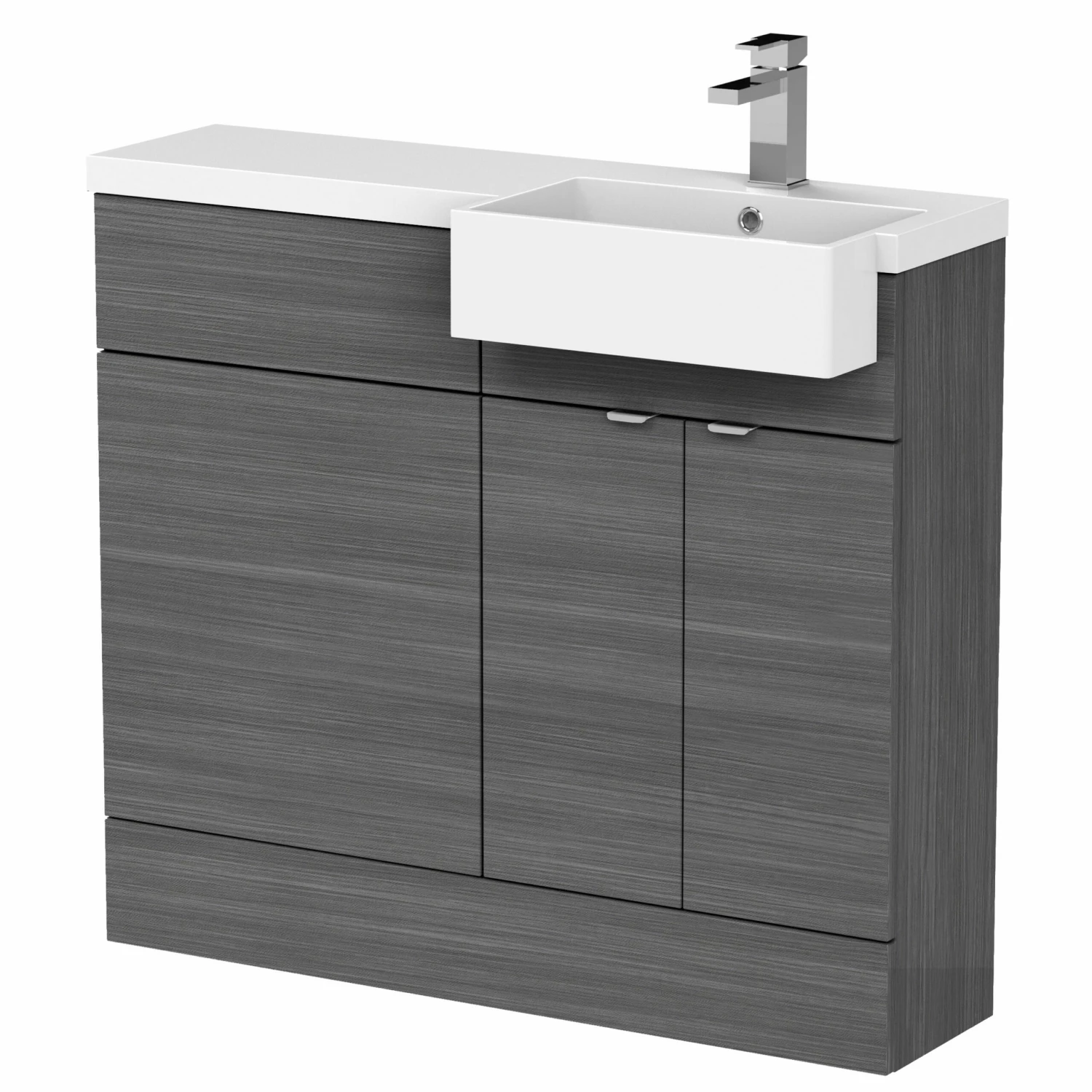 Hudson Reed Fusion RH Combination Unit With Square Semi Recessed Basin 1000mm Wide - Anthracite Woodgrain 5 Hudson Reed Fusion RH Combination Unit With Square Semi Recessed Basin 1000mm Wide - Anthracite Woodgrain - Image 3