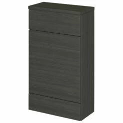 Hudson Reed Fusion Compact WC Unit With Coloured Worktop 500mm Wide - Charcoal Black Woodgrain