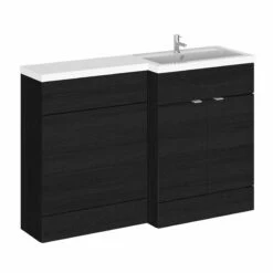 Hudson Reed Fusion RH Combination Unit With 600mm WC Unit - 1200mm Wide - Charcoal Black Woodgrain 13 Hudson Reed Fusion RH Combination Unit With 600mm WC Unit - 1200mm Wide - Charcoal Black Woodgrain -HEATANDPLUMB Sales hudson reed fusion bathroom furniture cbi610