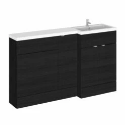 Hudson Reed Fusion RH Combination Unit With 600mm WC Unit - 1500mm Wide - Charcoal Black Woodgrain 15 Hudson Reed Fusion RH Combination Unit With 600mm WC Unit - 1500mm Wide - Charcoal Black Woodgrain -HEATANDPLUMB Sales hudson reed fusion bathroom furniture cbi614 1 1