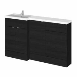 Hudson Reed Fusion LH Combination Unit With 500mm WC Unit - 1500mm Wide - Charcoal Black Woodgrain
