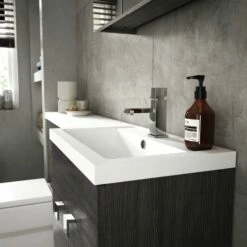 Hudson Reed Fusion RH Combination Unit With 600mm WC Unit - 1200mm Wide - Charcoal Black Woodgrain