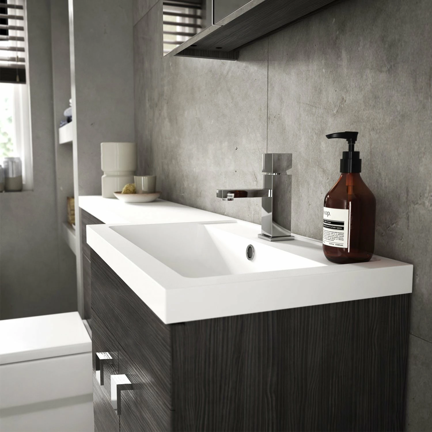 Hudson Reed Fusion RH Combination Unit With 600mm WC Unit - 1200mm Wide - Charcoal Black Woodgrain 3 Hudson Reed Fusion RH Combination Unit With 600mm WC Unit - 1200mm Wide - Charcoal Black Woodgrain