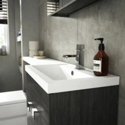 Hudson Reed Fusion RH Combination Unit With 600mm WC Unit - 1500mm Wide - Charcoal Black Woodgrain