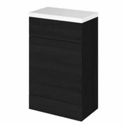 Hudson Reed Fusion WC Unit With Polymarble Worktop 600mm Wide - Charcoal Black Woodgrain -HEATANDPLUMB Sales hudson reed fusion bathroom furniture cbi620