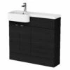 Hudson Reed Fusion LH Combination Unit With Round Semi Recessed Basin 1000mm Wide - Charcoal Black Woodgrain -HEATANDPLUMB Sales hudson reed fusion bathroom furniture cbi644 1