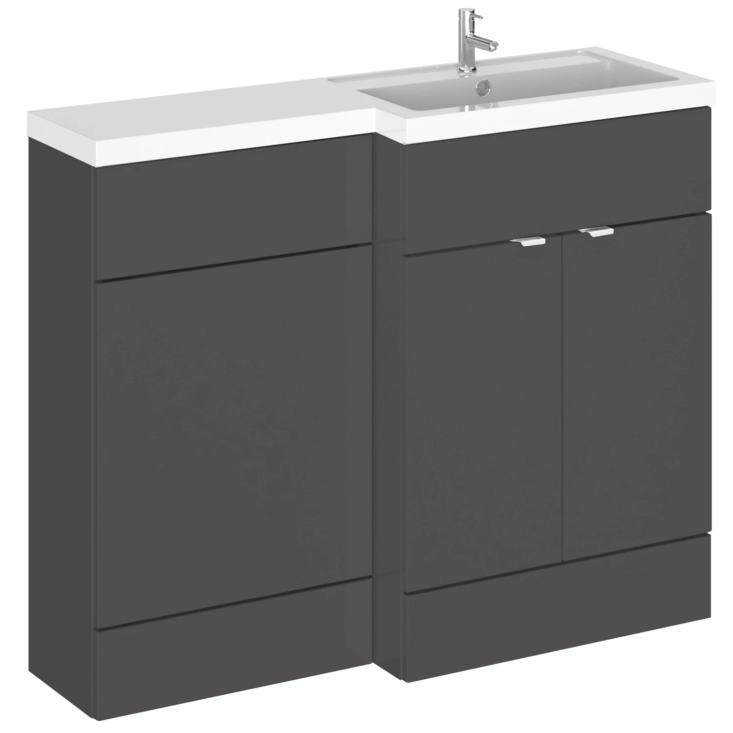 Hudson Reed Fusion RH Combination Unit With L Shape Basin - 1100mm Wide - Gloss Grey 6 Hudson Reed Fusion RH Combination Unit With L Shape Basin - 1100mm Wide - Gloss Grey - Image 4