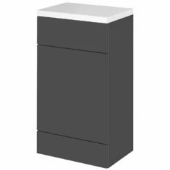 Hudson Reed Fusion WC Unit With Polymarble Worktop 500mm Wide - Gloss Grey