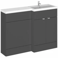 Hudson Reed Fusion RH Combination Unit With 600mm WC Unit - 1200mm Wide - Gloss Grey -HEATANDPLUMB Sales hudson reed fusion bathroom furniture cbi910