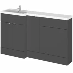 Hudson Reed Fusion LH Combination Unit With 600mm WC Unit - 1500mm Wide - Gloss Grey -HEATANDPLUMB Sales hudson reed fusion bathroom furniture cbi913