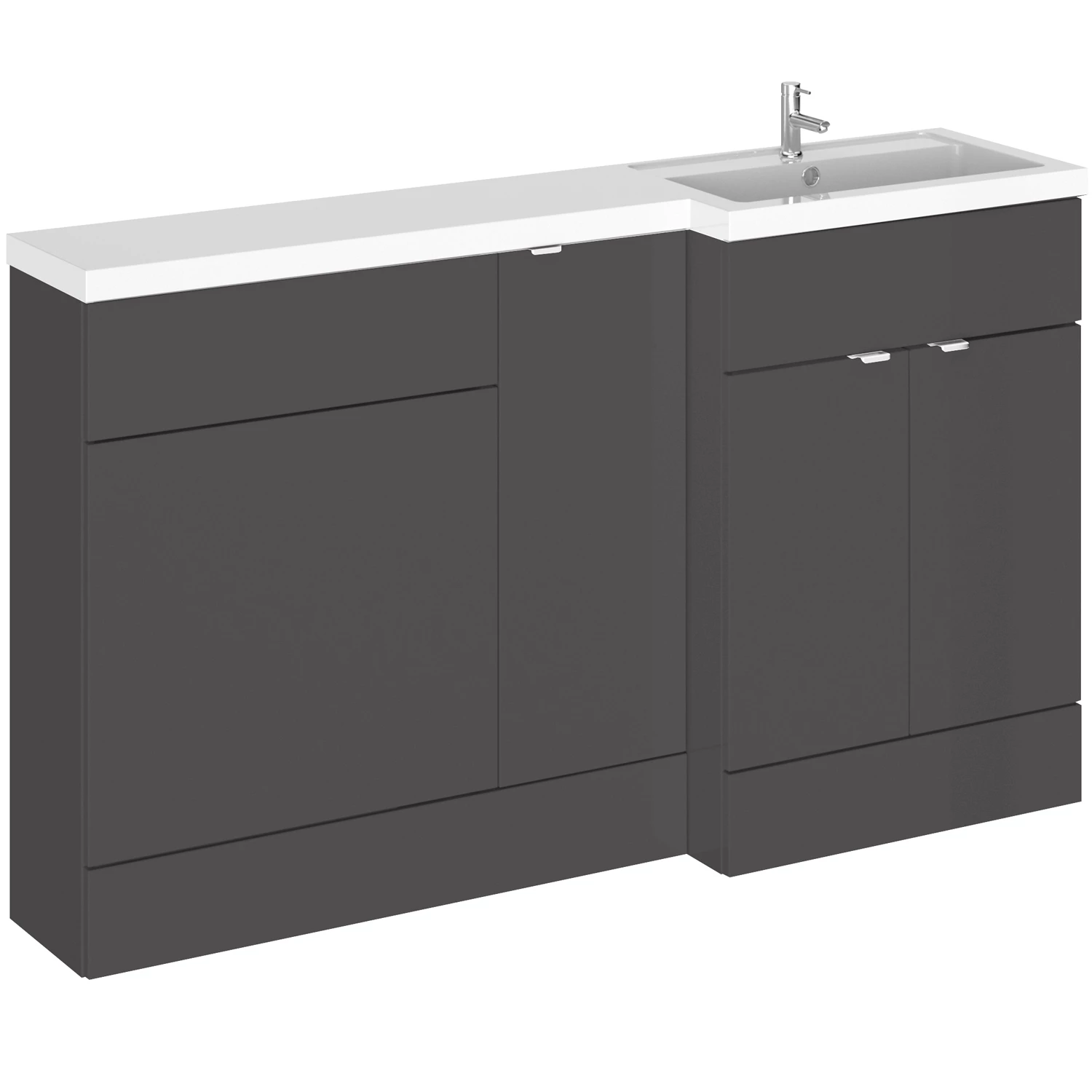 Hudson Reed Fusion RH Combination Unit With 600mm WC Unit - 1500mm Wide - Gloss Grey 6 Hudson Reed Fusion RH Combination Unit With 600mm WC Unit - 1500mm Wide - Gloss Grey - Image 4