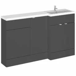 Hudson Reed Fusion RH Combination Unit With 500mm WC Unit - 1500mm Wide - Gloss Grey -HEATANDPLUMB Sales hudson reed fusion bathroom furniture cbi916