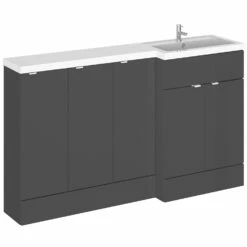 Hudson Reed Fusion RH Combination Unit With 300mm Base Unit X 3 - 1500mm Wide - Gloss Grey -HEATANDPLUMB Sales hudson reed fusion bathroom furniture cbi918