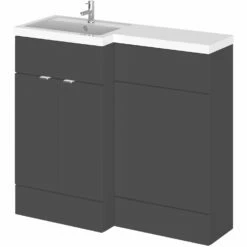 Hudson Reed Fusion LH Combination Unit With 500mm WC Unit - 1000mm Wide - Gloss Grey -HEATANDPLUMB Sales hudson reed fusion bathroom furniture cbi926 2