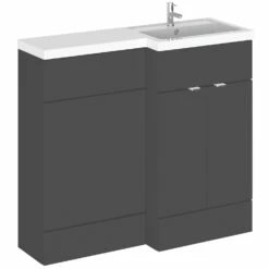 Hudson Reed Fusion RH Combination Unit With 500mm WC Unit - 1000mm Wide - Gloss Grey -HEATANDPLUMB Sales hudson reed fusion bathroom furniture cbi927 2
