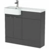 Hudson Reed Fusion LH Combination Unit With Round Semi Recessed Basin 1000mm Wide - Gloss Grey 2 Hudson Reed Fusion LH Combination Unit With Round Semi Recessed Basin 1000mm Wide - Gloss Grey -HEATANDPLUMB Sales hudson reed fusion bathroom furniture cbi944