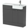 Hudson Reed Fusion RH Combination Unit With Round Semi Recessed Basin 1000mm Wide - Gloss Grey 2 Hudson Reed Fusion RH Combination Unit With Round Semi Recessed Basin 1000mm Wide - Gloss Grey -HEATANDPLUMB Sales hudson reed fusion bathroom furniture cbi945