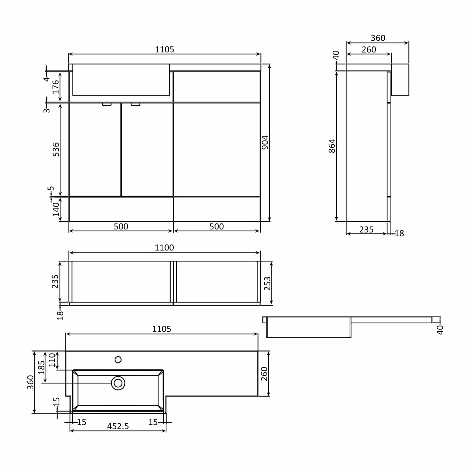 Hudson Reed Fusion LH Combination Unit With Square Semi Recessed Basin 1000mm Wide - Natural Oak 4 Hudson Reed Fusion LH Combination Unit With Square Semi Recessed Basin 1000mm Wide - Natural Oak - Image 2