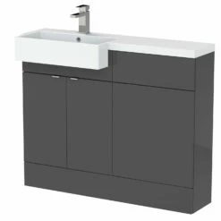 Hudson Reed Fusion LH Combination Unit With Square Semi Recessed Basin 1100mm Wide - Gloss Grey 5 Hudson Reed Fusion LH Combination Unit With Square Semi Recessed Basin 1100mm Wide - Gloss Grey -HEATANDPLUMB Sales hudson reed fusion bathroom furniture cbi950