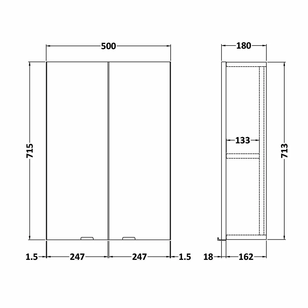 Hudson Reed Fusion Wall Unit 500mm Wide - Charcoal Black Woodgrain 4 Hudson Reed Fusion Wall Unit 500mm Wide - Charcoal Black Woodgrain - Image 2