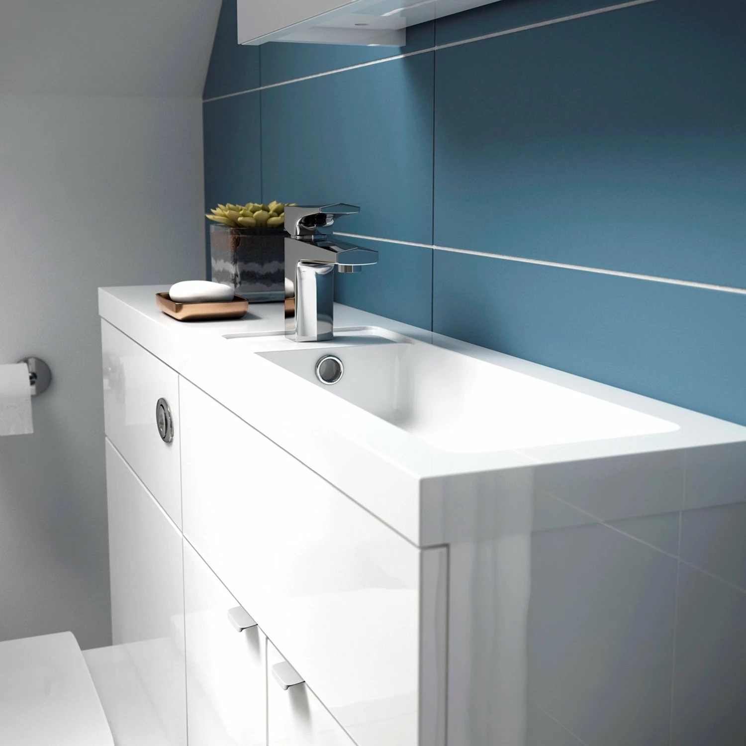 Hudson Reed Fusion Compact Combination Unit With 600mm WC Unit - 1200mm Wide - Gloss White 5 Hudson Reed Fusion Compact Combination Unit With 600mm WC Unit - 1200mm Wide - Gloss White - Image 3