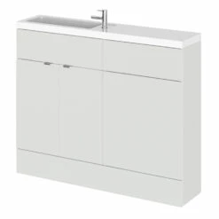 Hudson Reed Fusion Compact Combination Unit With Slimline Basin - 1100mm Wide - Gloss Grey Mist -HEATANDPLUMB Sales hudson reed fusion compact bathroom furniture cbi401 1