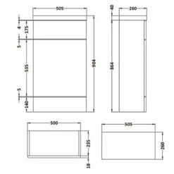 Hudson Reed Fusion Compact WC Unit With Polymarble Worktop 500mm Wide - Gloss Grey Mist