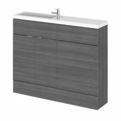 Hudson Reed Fusion Compact Combination Unit With Slimline Basin - 1100mm Wide - Anthracite Woodgrain -HEATANDPLUMB Sales hudson reed fusion compact bathroom furniture cbi501 4
