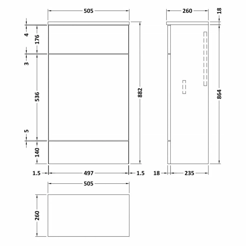 Hudson Reed Fusion Compact WC Unit With Coloured Worktop 500mm Wide - Gloss Grey Mist 4 Hudson Reed Fusion Compact WC Unit With Coloured Worktop 500mm Wide - Gloss Grey Mist - Image 2
