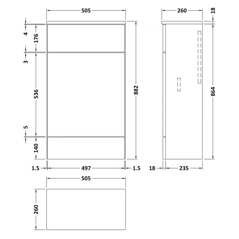 Hudson Reed Fusion Compact WC Unit With Coloured Worktop 500mm Wide - Gloss Grey 4 Hudson Reed Fusion Compact WC Unit With Coloured Worktop 500mm Wide - Gloss Grey - Image 2