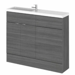 Hudson Reed Fusion Compact Combination Unit With Slimline Basin - 1000mm Wide - Anthracite Woodgrain -HEATANDPLUMB Sales hudson reed fusion compact bathroom furniture cbi542