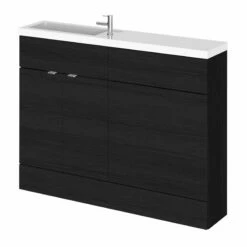 Hudson Reed Fusion Compact Combination Unit With 600mm WC Unit - 1200mm Wide - Charcoal Black Woodgrain 11 Hudson Reed Fusion Compact Combination Unit With 600mm WC Unit - 1200mm Wide - Charcoal Black Woodgrain -HEATANDPLUMB Sales hudson reed fusion compact bathroom furniture cbi608