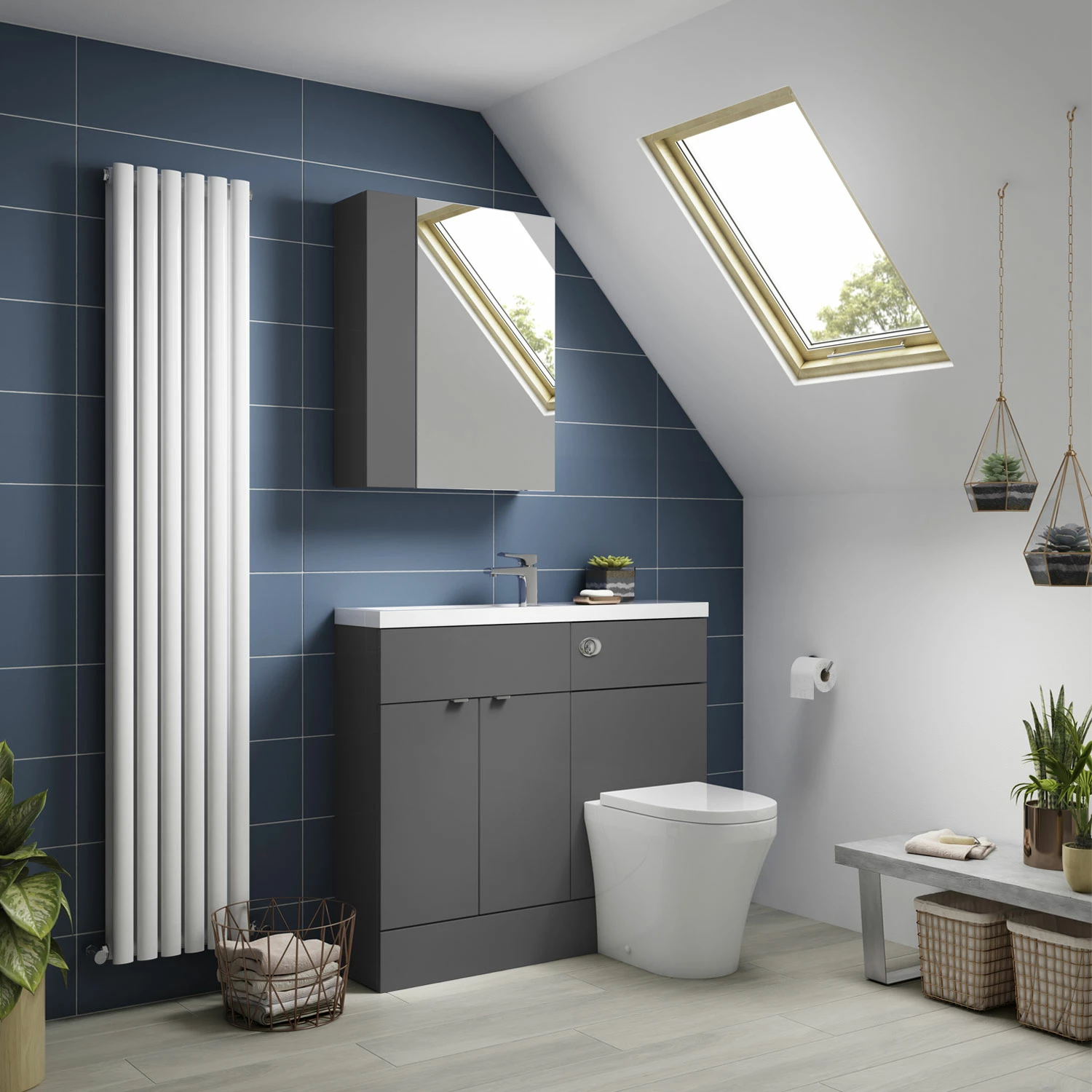 Hudson Reed Fusion Compact Combination Unit With Slimline Basin - 1100mm Wide - Gloss Grey 5 Hudson Reed Fusion Compact Combination Unit With Slimline Basin - 1100mm Wide - Gloss Grey - Image 3